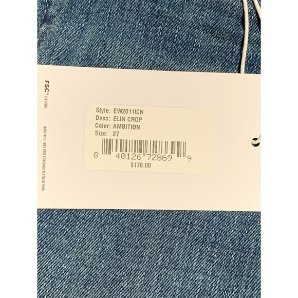 Edwin Elin Crop Straight Jeans Size 27 Ambition Blue Denim Womens NWT $178 - Picture 3 of 9